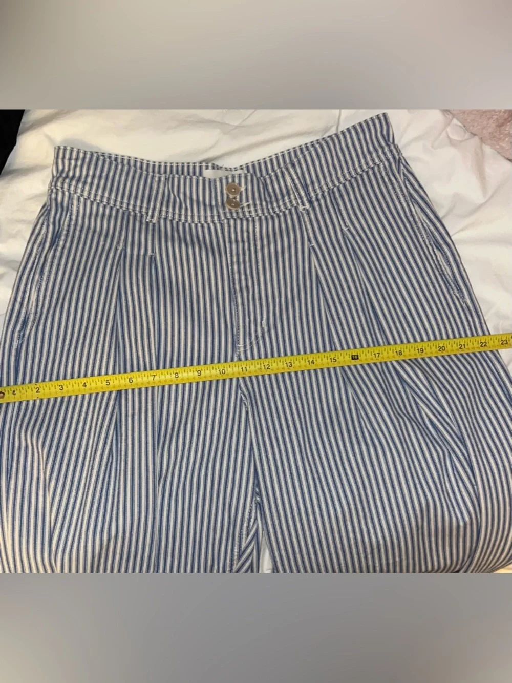 Boden Brompton Wide Leg Trousers in Blue Stripe size 12R - Picture 7 of 12